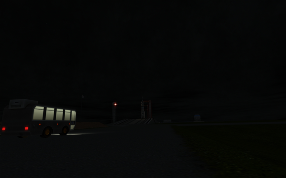 workers leaving the pad took a photo of the crew bus on the way to Mun I