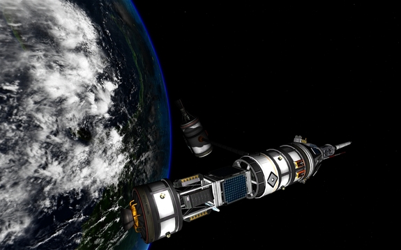 here's an EVA photo Wehrtop took prior to reentering the capsule after placing all the parts on the debris