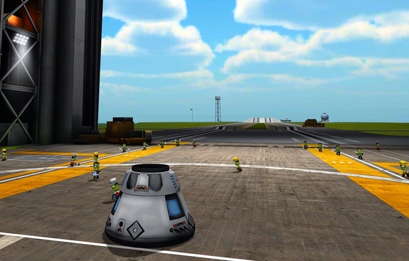 the Mk1-2 in the VAB getting ready for its first drop test tomorrow over KSC. You can come watch if you're visiting!