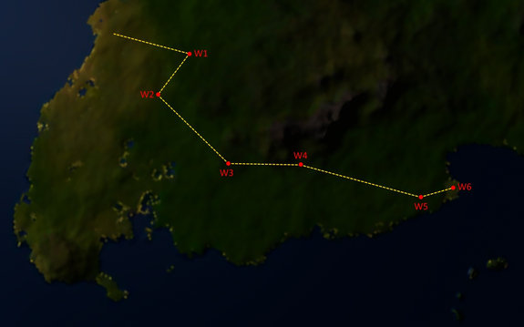 W1 achieved, but a software crash means some more time debugging. Here's the route home, selected for difficult slope