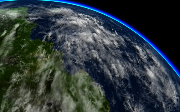 capsule is making one last pass over KSC prior to re-entry. We're aiming to splash down in the ocean west of us
