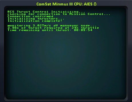 final checks underway for ComSat Minmus III maneuver to zero inclination at its ascending node in less than 10min