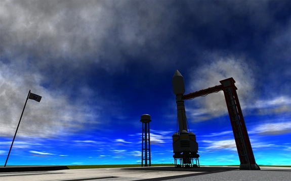 Mu-SCAN on the pad with some nicer weather this time. Clouds expected to clear out later for launch