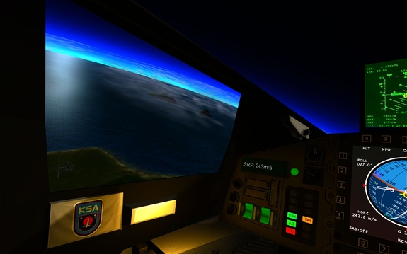 Kirk is on station 10Km over KSC flying a racetrack pattern. New camera equipment operating well