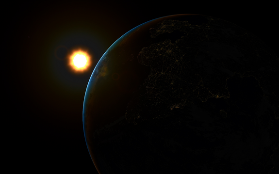 KWO-2 gives us this glittery night time photo over KSC. Rover team hitting the runway with Lupek next sunrise
