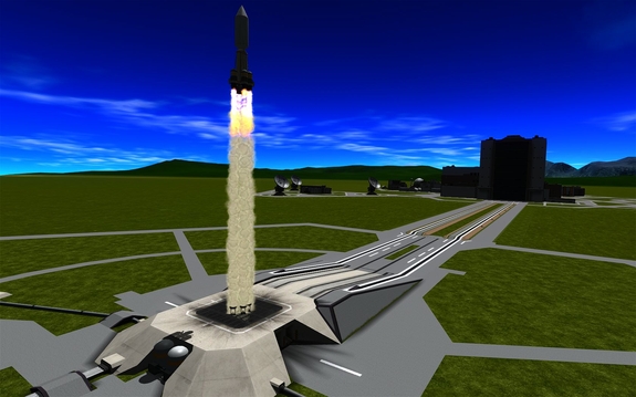 Munar Orbiter I is still falling towards Mun but here's a photo of yesterday's launch from the tower cam