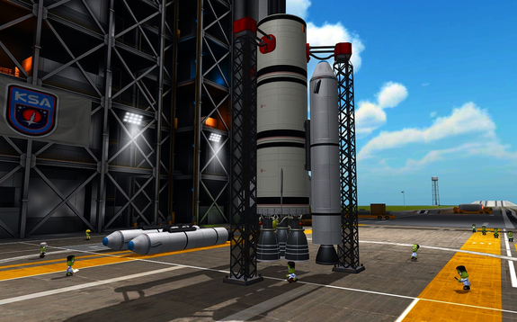 Duna I lifter has gone vertical in the VAB and boosters are being installed today, final staging tomorrow