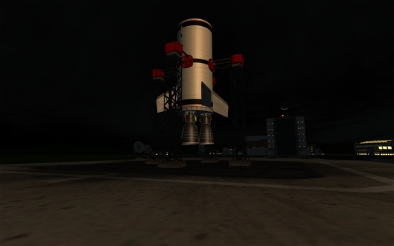 we're still running through checks to ensure the engines are ready to light. Here it is while Mun sets over the VAB